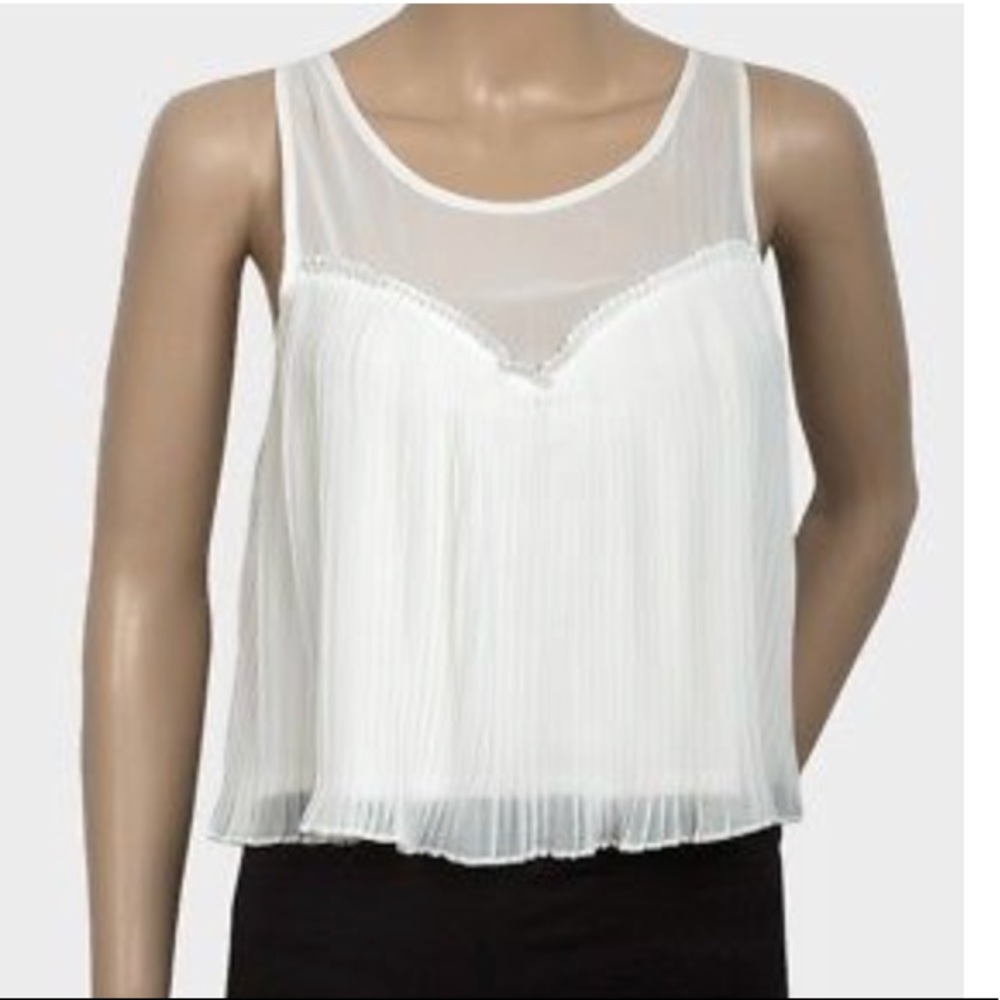 Topshop Pleated White Crop XS